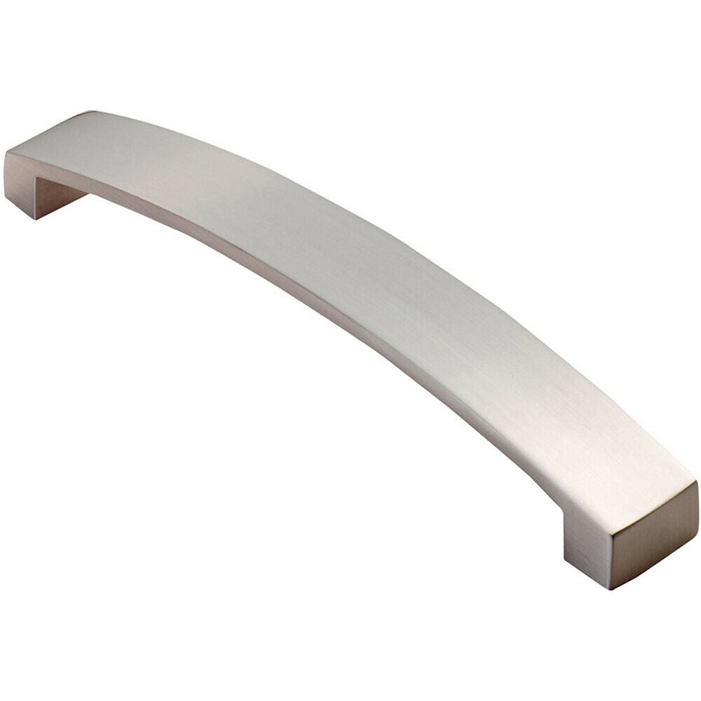 Loops Flat Curved Bow Pull Handle 172 x 25mm 160mm Fixing Centres Satin Nickel in Metallics