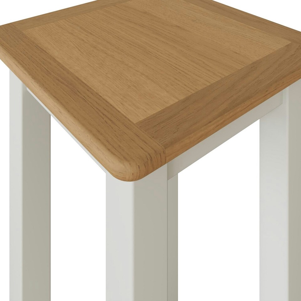 image 1 of Taberno Oak End Side Table Linen White White