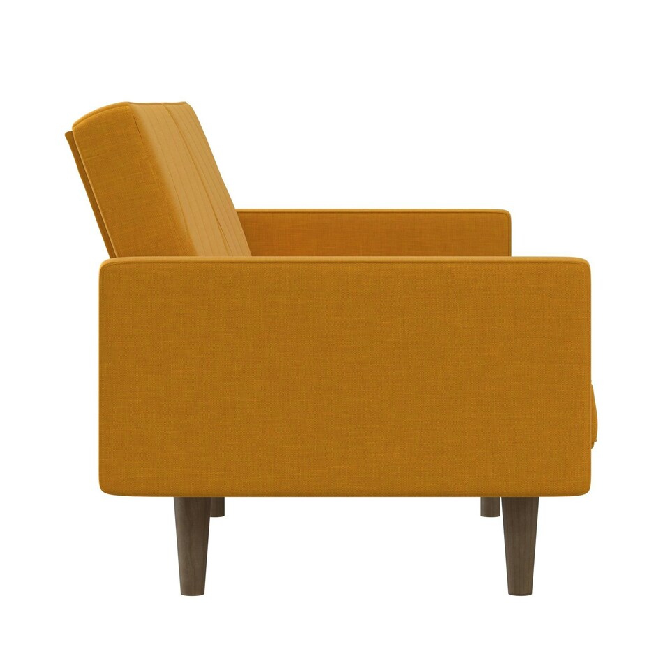 image 1 of Paxson Clic Clac Sofa Bed in Mustard Fabric Yellow | MUSTARD