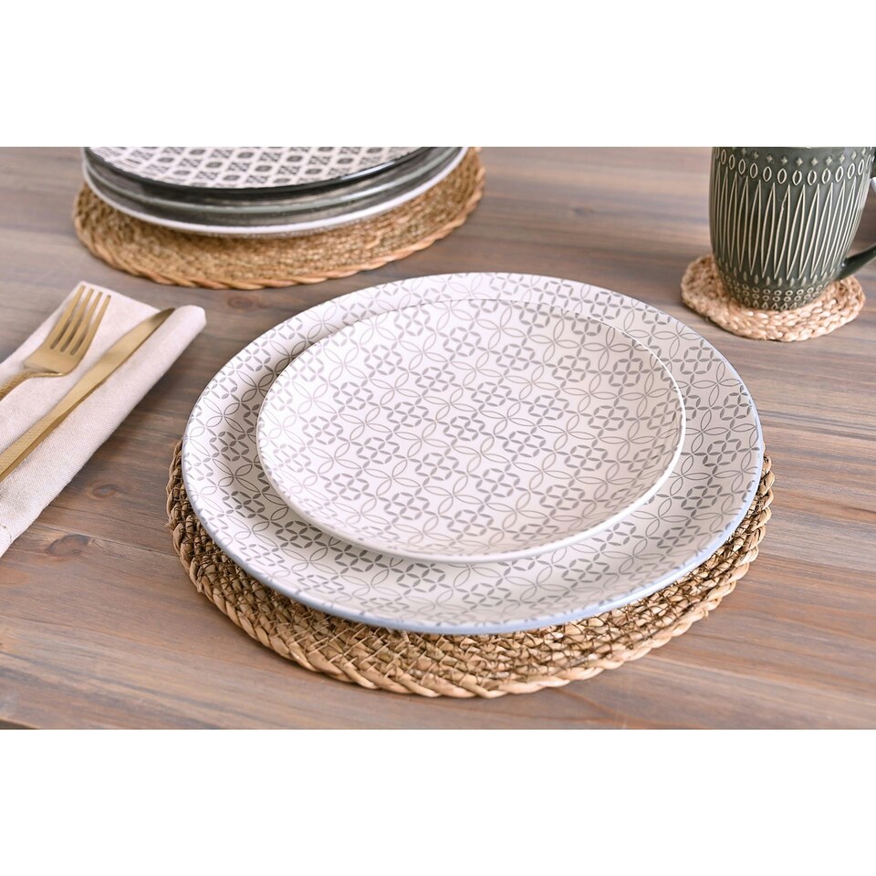 image 1 of Hestia Set of 4 Tile Pattern Side Plates Multi | Blue, Grey, Black
