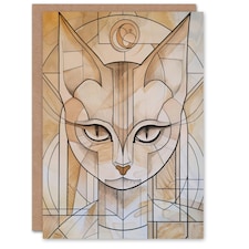 Lover Deco Feline Design Portrait Cat Him Her Birthday Card