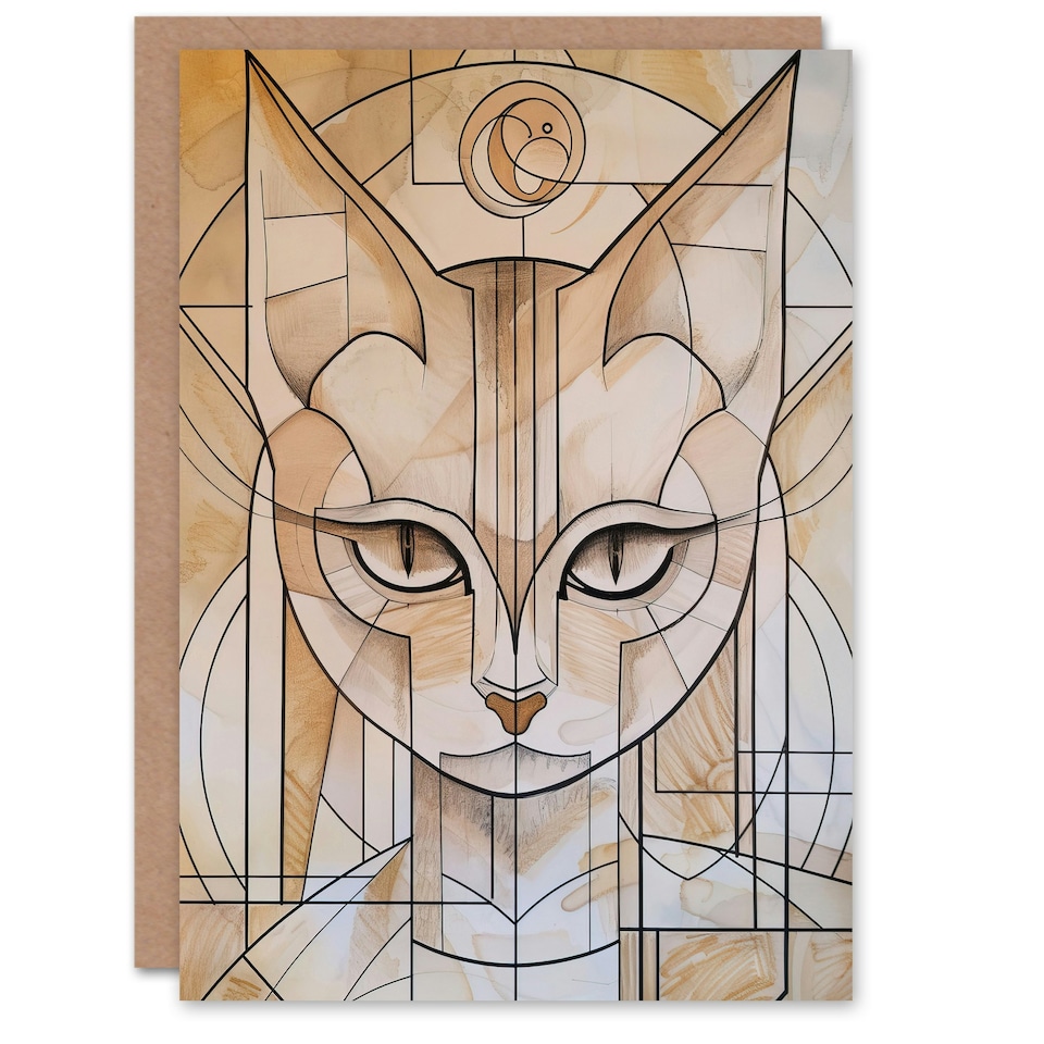 image 1 of Lover Deco Feline Design Portrait Cat Him Her Birthday Card
