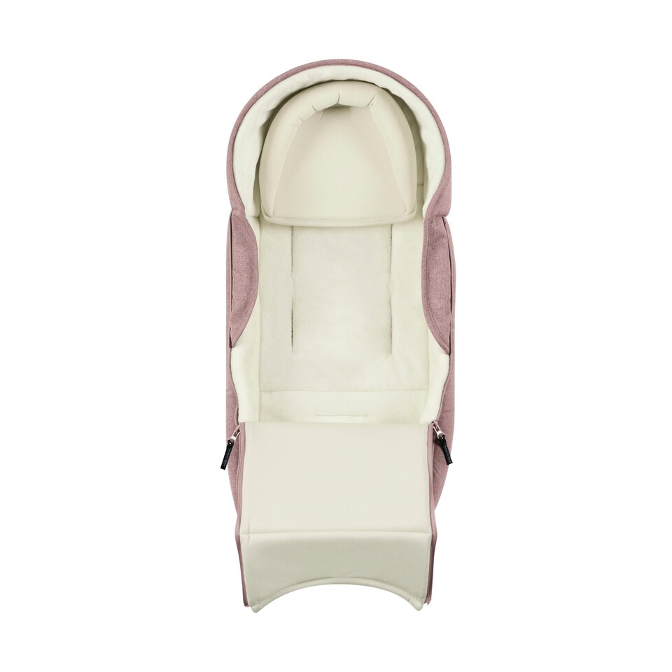 image 1 of Newborn Cocoon 2-in-1 Carrycot & Footmuff, Birth-6 Months, Universal Fit, Faux Fur Lining, Shower-resistant, Removable Head Support (Dusky Pink)