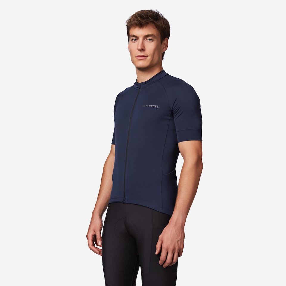 image 1 of Decathlon Men's road biking short-sleeved top - steel blue
