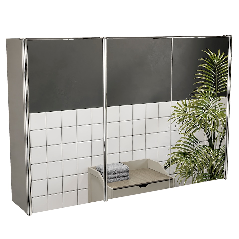image 1 of Bath Vida Tiano Stainless Steel Mirrored Triple Wall Mounted Bathroom Cabinet | Chrome | Stainless Steel | 1