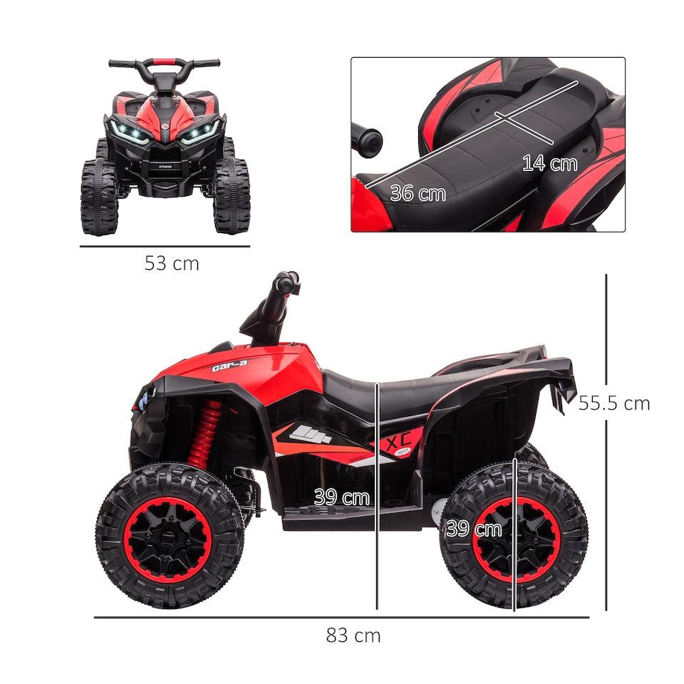 image 1 of HOMCOM 12V Electric Quad Bikes for Kids Ride On Car ATV Toy for 3-5 Years Red