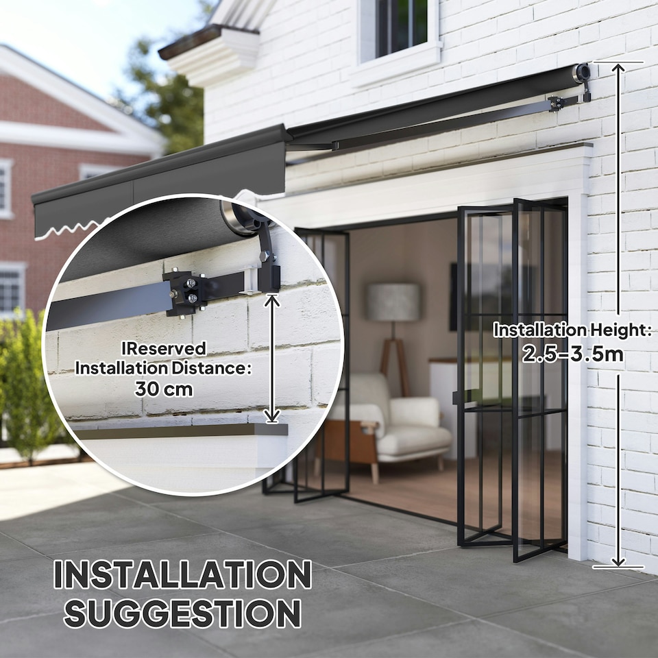 image 1 of Outsunny Electric Retractable Awning w/ Aluminium Frame Beige Grey | Dark Grey