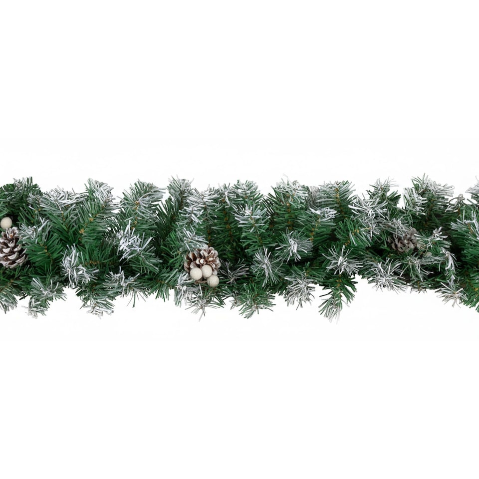 image 1 of Premier 270cm (9ft) Christmas Garland Decoration Snow Tips White Berries & Cones