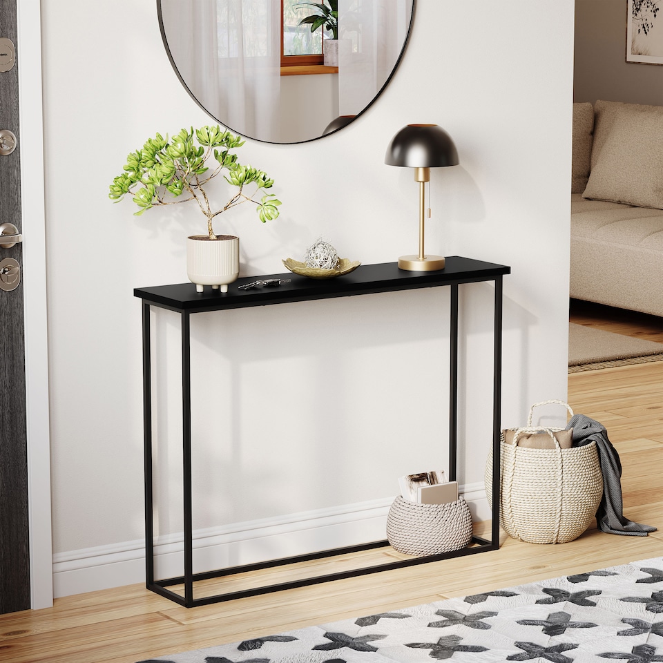 image 1 of Vida Designs Console Table With Metal Leg, Black | Black | Black