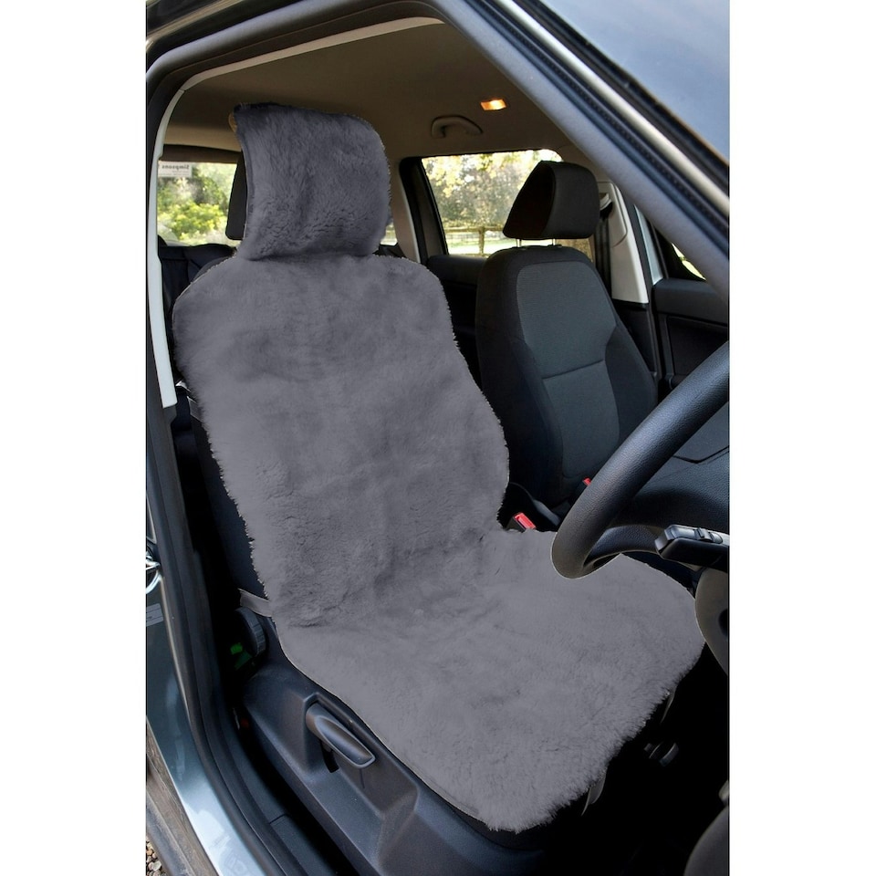 image 1 of Eastern Counties Leather Sheepskin Car Seat Cover - Grey - One size