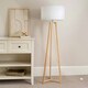 image 2 of ValueLights Lottie Natural Wood Tripod Floor Lamp with White Fabric Drum Shade and LED Bulb