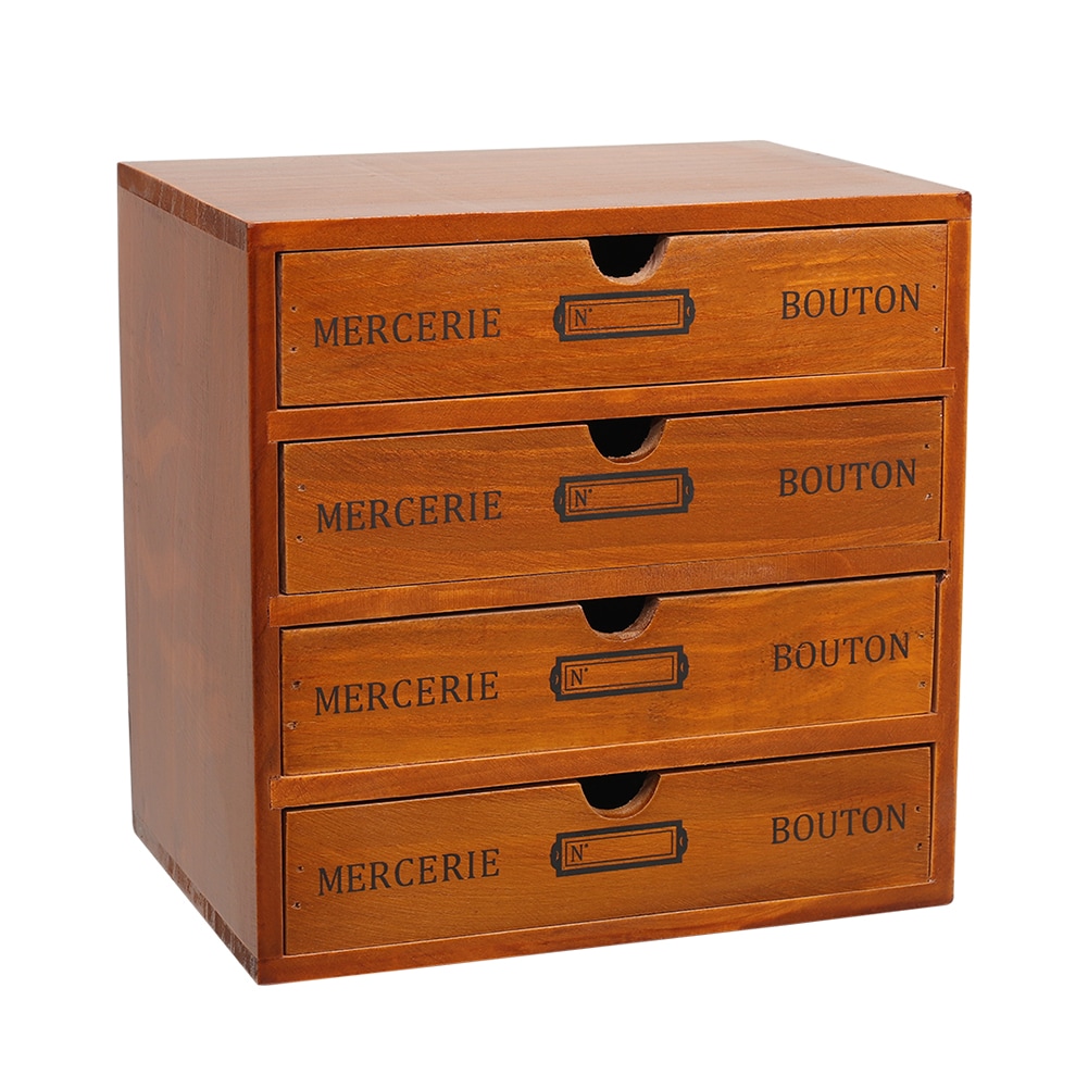Living and Home 4-Tier Rustic Wooden Organizer Box Drawer | Brown