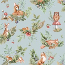 Holden Decor Forest Friends Textured Wallpaper | Blue | Blue | 1
