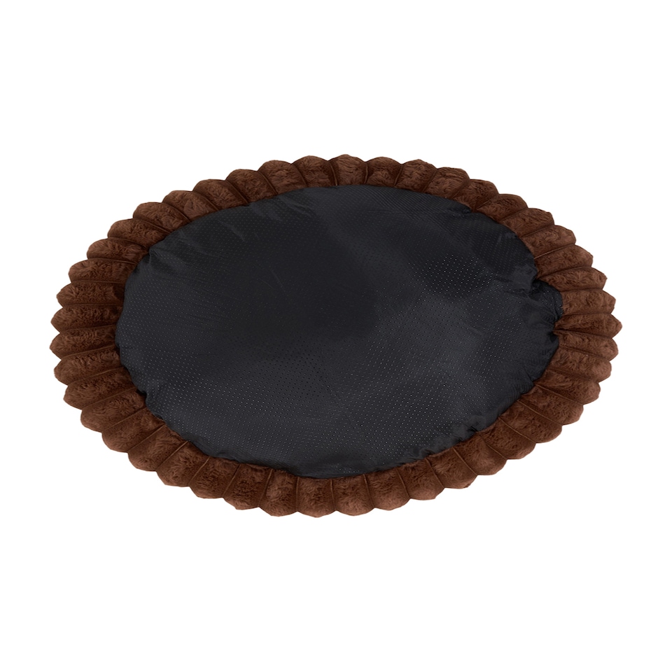 image 1 of Living and Home 6 Colour Soft Donut Pet Bed for Cats & Dogs,Warm & Cosy Retreat | Brown | Brown | L
