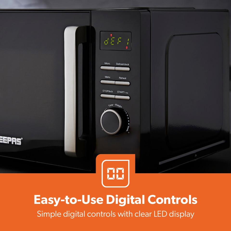 image 1 of GEEPAS 23L Digital Microwave Oven 800W, Black