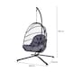 image 4 of Hanging Egg Chair Rattan Black Waterproof Dark Grey Cushion Indoor Outdoor Seat