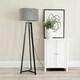 image 2 of ValueLights Lottie Black Wood Tripod Floor Lamp with Grey Velvet Drum Shade