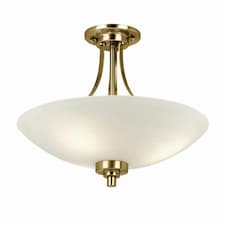 Welles 3 Light Flush Ceiling Light White, Antique Brass, E27
