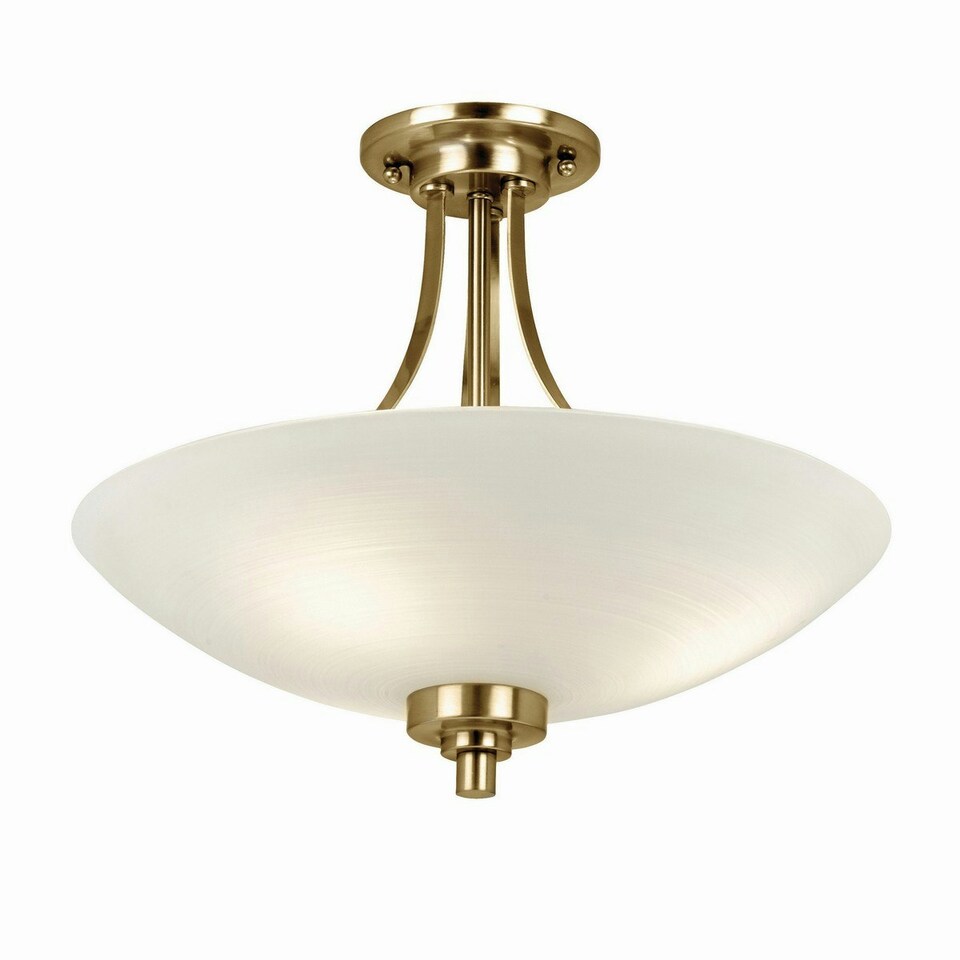 Welles 3 Light Flush Ceiling Light White, Antique Brass, E27