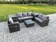 image 2 of Fimous Rattan Garden Furniture 6 Piece Patio Set With Table Sofa Square Coffee Table Reclining Chair Loveseat sofa 2 Side Tables