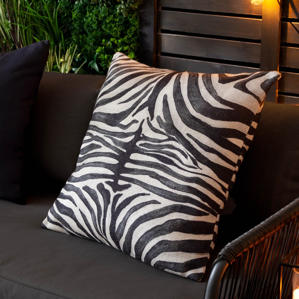 image 1 of Paoletti Leopardis Zebra Printed Outdoor Cushion