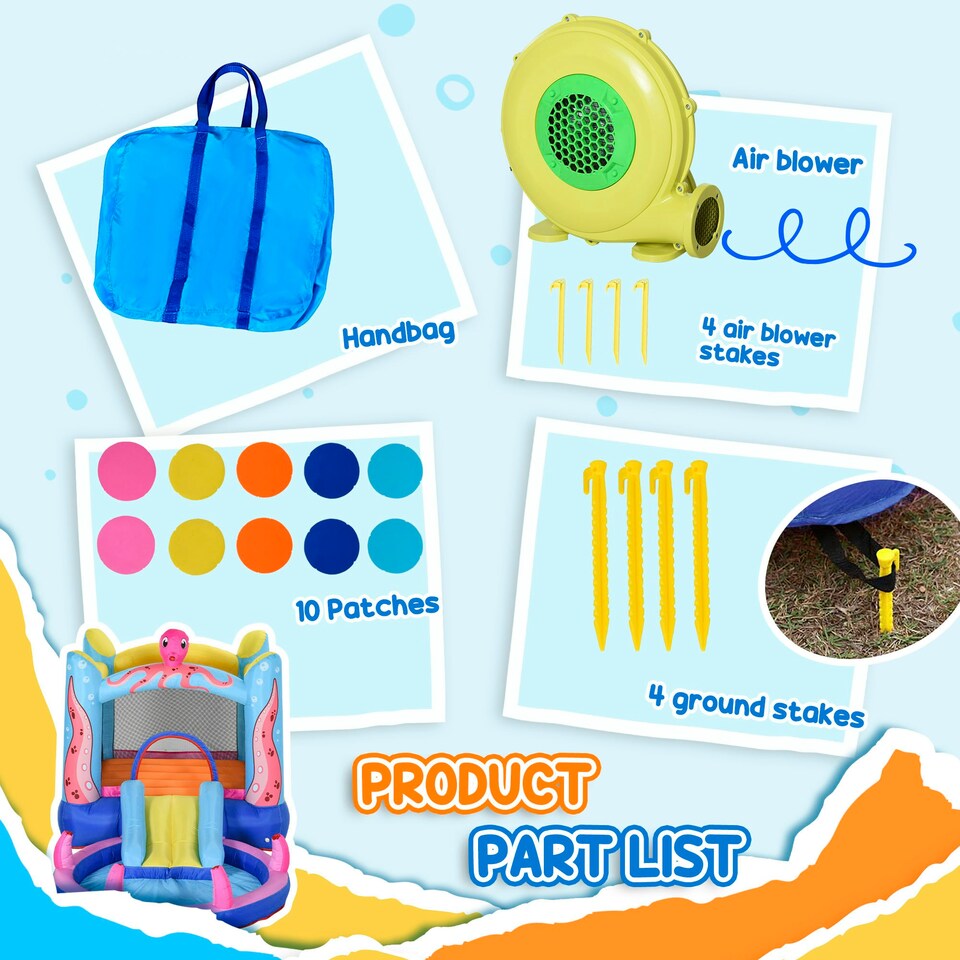 image 1 of Outsunny Bouncy Castle w/ Slide Water Pool Trampoline, Blower 3.6 x 1.75 x 1.8m