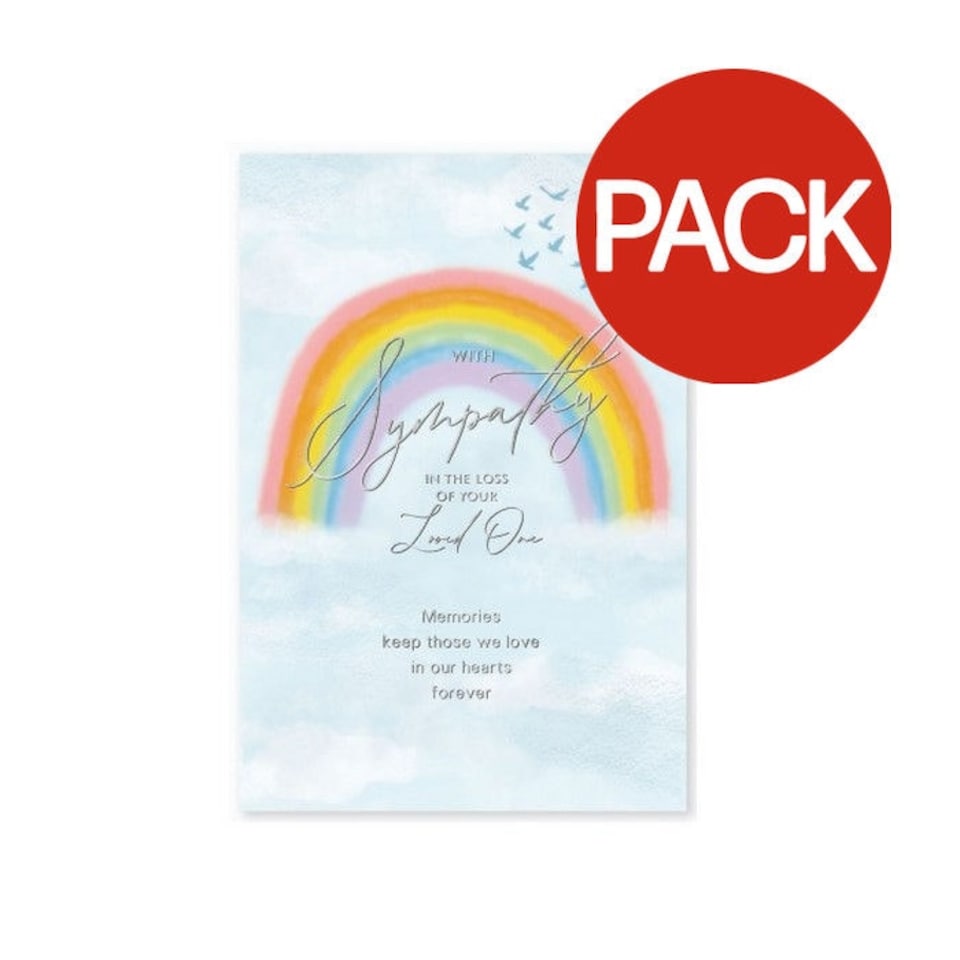 Simon Elvin Loss Of Your Loved One Rainbow Sympathy Greetings Card (Pack of 6) - Blue - One Size