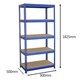 image 3 of Q-Rax 3 x 120cm & 2 x 90cm Blue Metal Racking Units Blue