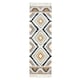 image 2 of Homescapes Agra Handwoven Diamond Kilim Wool Hall Runner - 66 x 200 cm | Multi | Yellow, gold, grey, black and white