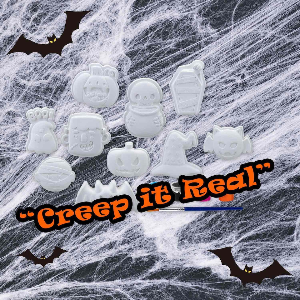 image 1 of PMS Halloween Decorations Craft Kit, 10 Designs, 6 Paints and 1 Brush
