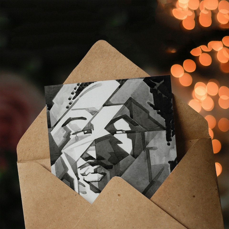 image 1 of Reijer Stolk Art Card Self Portrait Abstract Cubist Painting