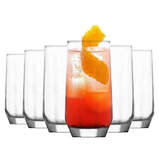LAV Diamond Highball Glasses - 215ml - Clear - Pack of 6 | Clear | Transparent