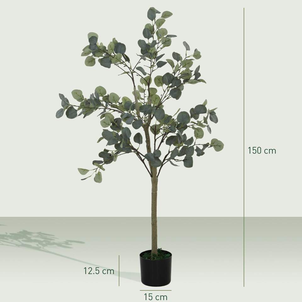 image 1 of HOMCOM Artificial Plant, Faux Silk Eucalyptus Tree, 150cm Green | 5ft