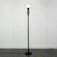 image 1 of ValueLights Traditional Style Satin Black Barley Twist Floor Lamp With Frosted Shade Black