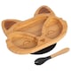image 1 of Tiny Dining Bamboo Fox Baby Weaning Plate & Fork Set - Black