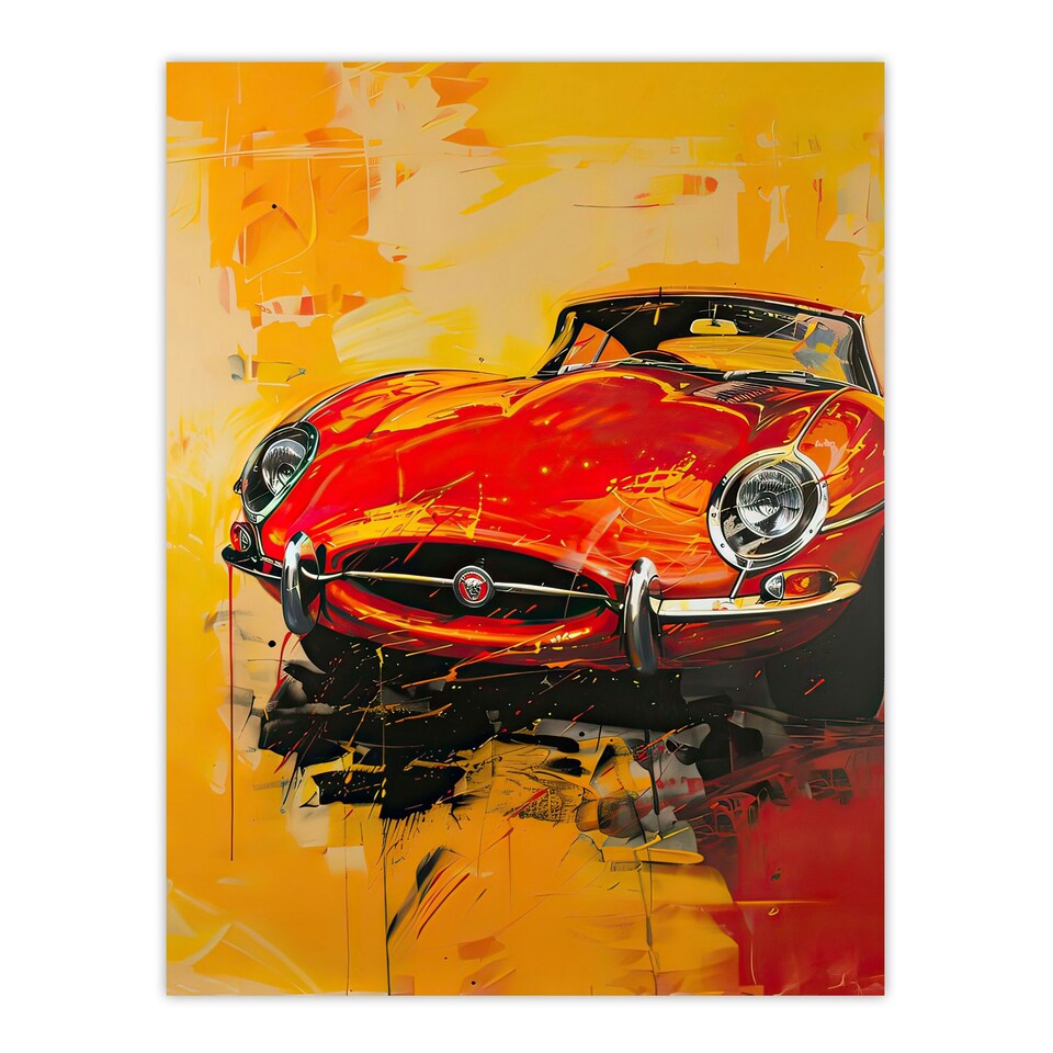 image 1 of Classic Red Sports Car Lover Vibrant Man Black Framed Wall Art Print A4