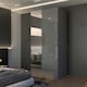 image 2 of Modern 2 Door High Gloss Wardrobe with Mirror, Gold Accent Handles & Storage - 90cm Wide Grey | Grey 90cm