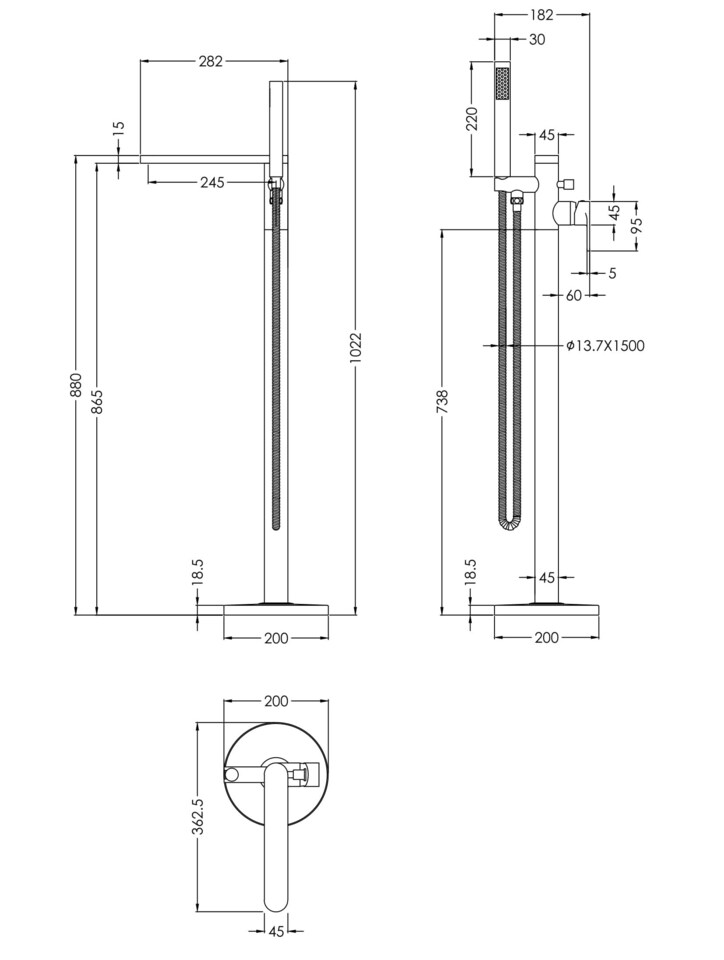 image 1 of Balterley Contemporary Round Freestanding Round Bath Shower Mixer Tap | Silver | Chrome | 1