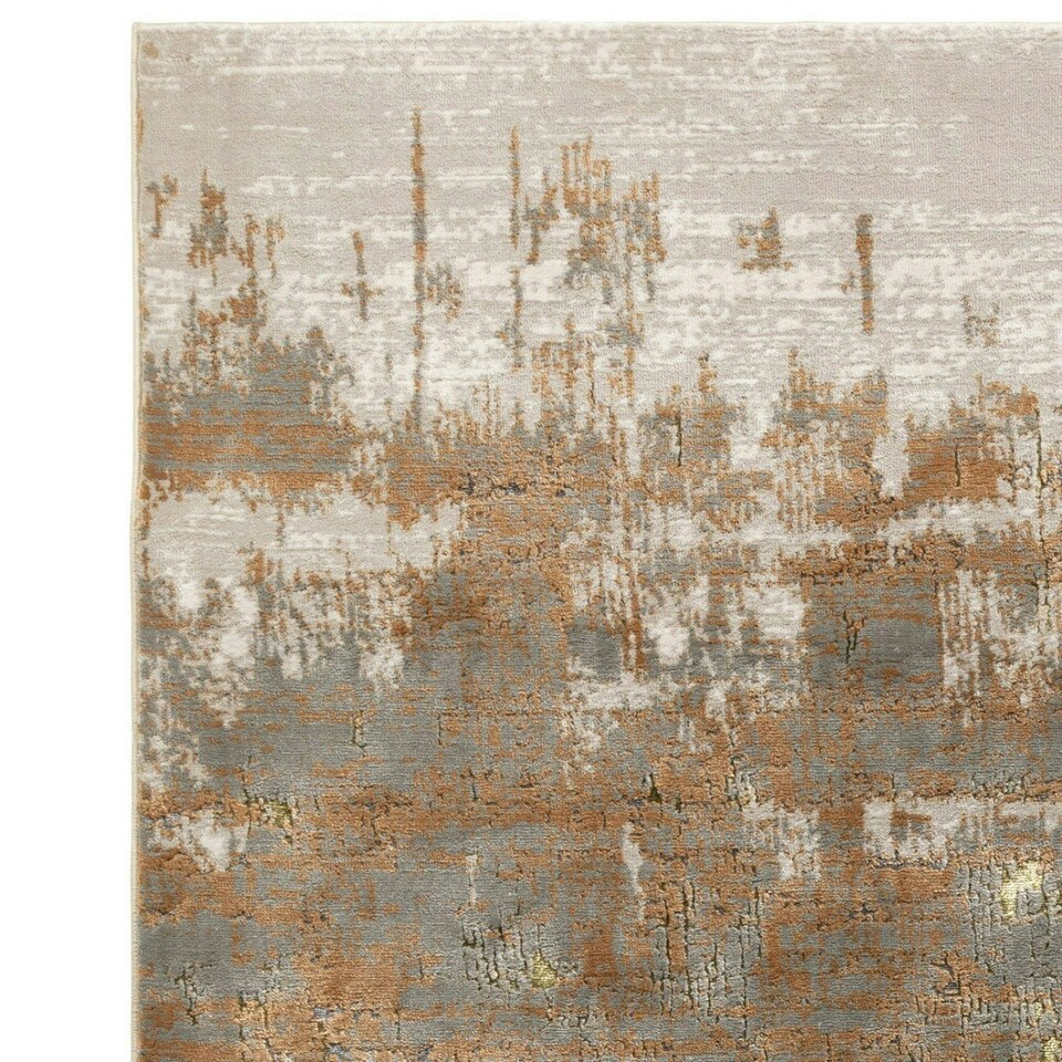 image 1 of Modern Rug, Abstract Optical/(3D) Rug, Anti-Shed Bedroom, & LivingRoom Rug, 7mm Pile DiningRoom Rug-80cm X 150cm Gold | 80cm X 150cm