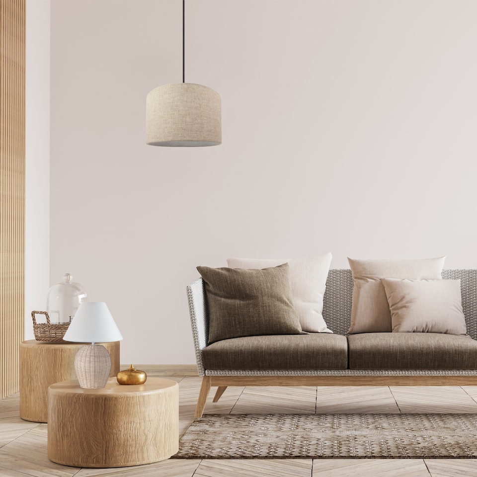 image 1 of Contemporary and Stylish Natural Linen 10 Lamp Shade in Oatmeal - 30cm Diameter | Cream | 10"