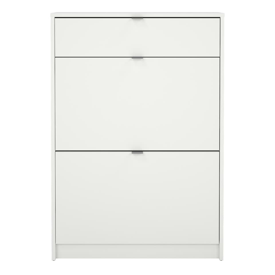 image 1 of Shoes Shoe Cabinet 2 Flip Down Doors + 1 Drawer in White