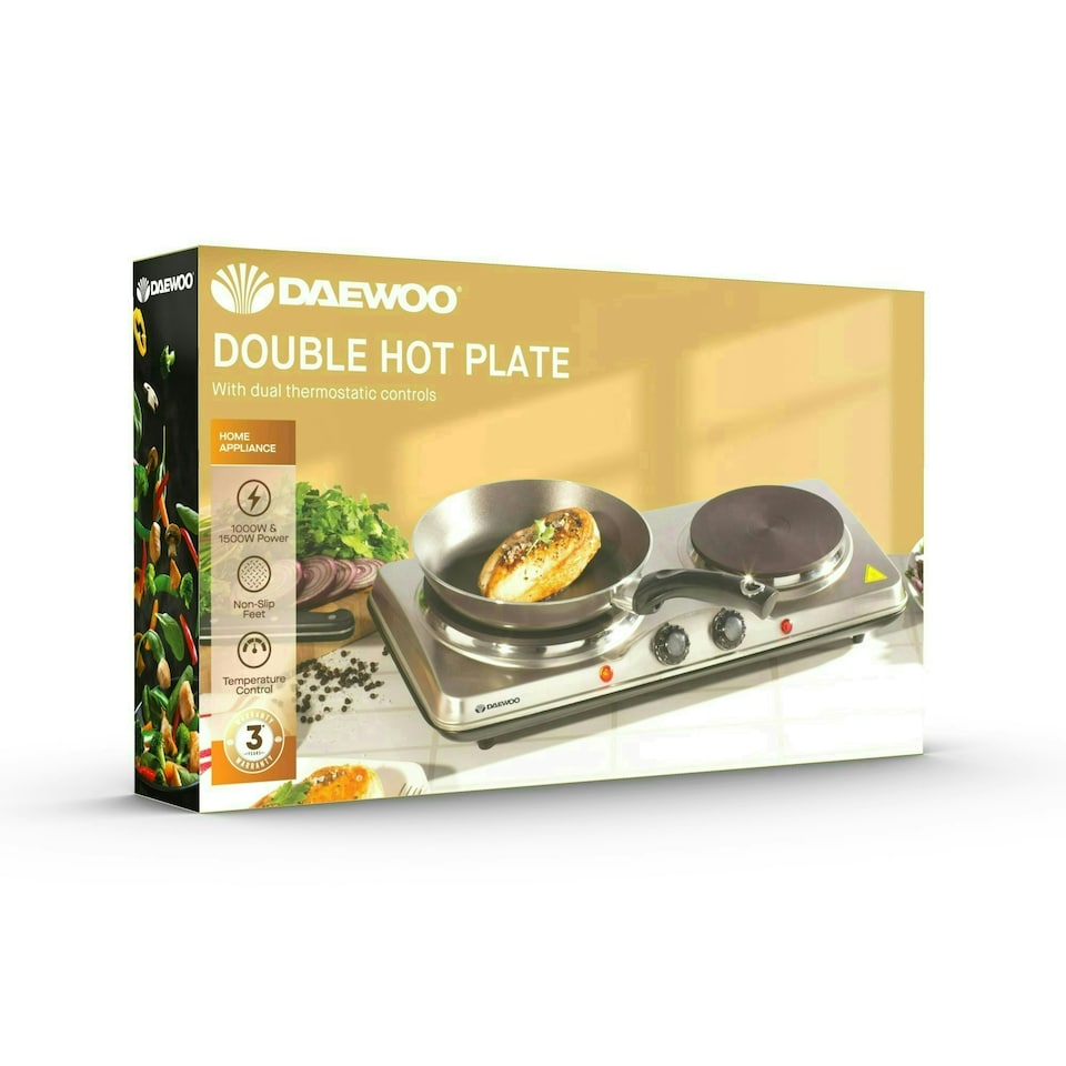 image 1 of Daewoo Stainless Steel Portable Double Hot Plate