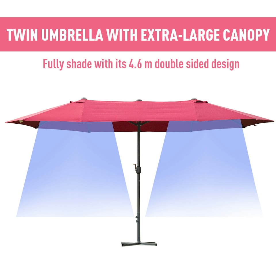 image 1 of Outsunny 4.6M Garden Patio Umbrella Canopy Parasol Sun Shade w/ Base Off White