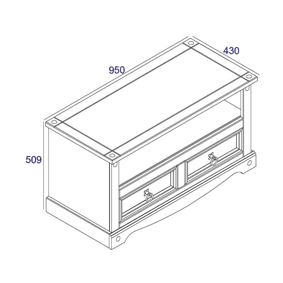image 1 of Corona Flat Screen TV Unit - Antique Waxed Pine Media Cabinet with Drawers, Shelf, and Traditional Mexican Design | Grey | Grey | 1