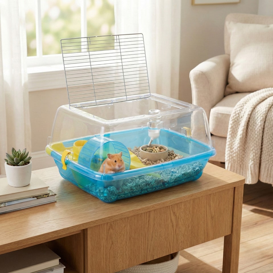 image 1 of Hamster Guinea Pig Pet Animal Terrarium Cage Play Wheel House Hutch Enclosure