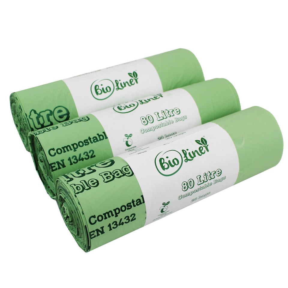image 1 of BioLiner 80 Litre Compostable Bags for Swing Bins & Dustbins - 3 Rolls