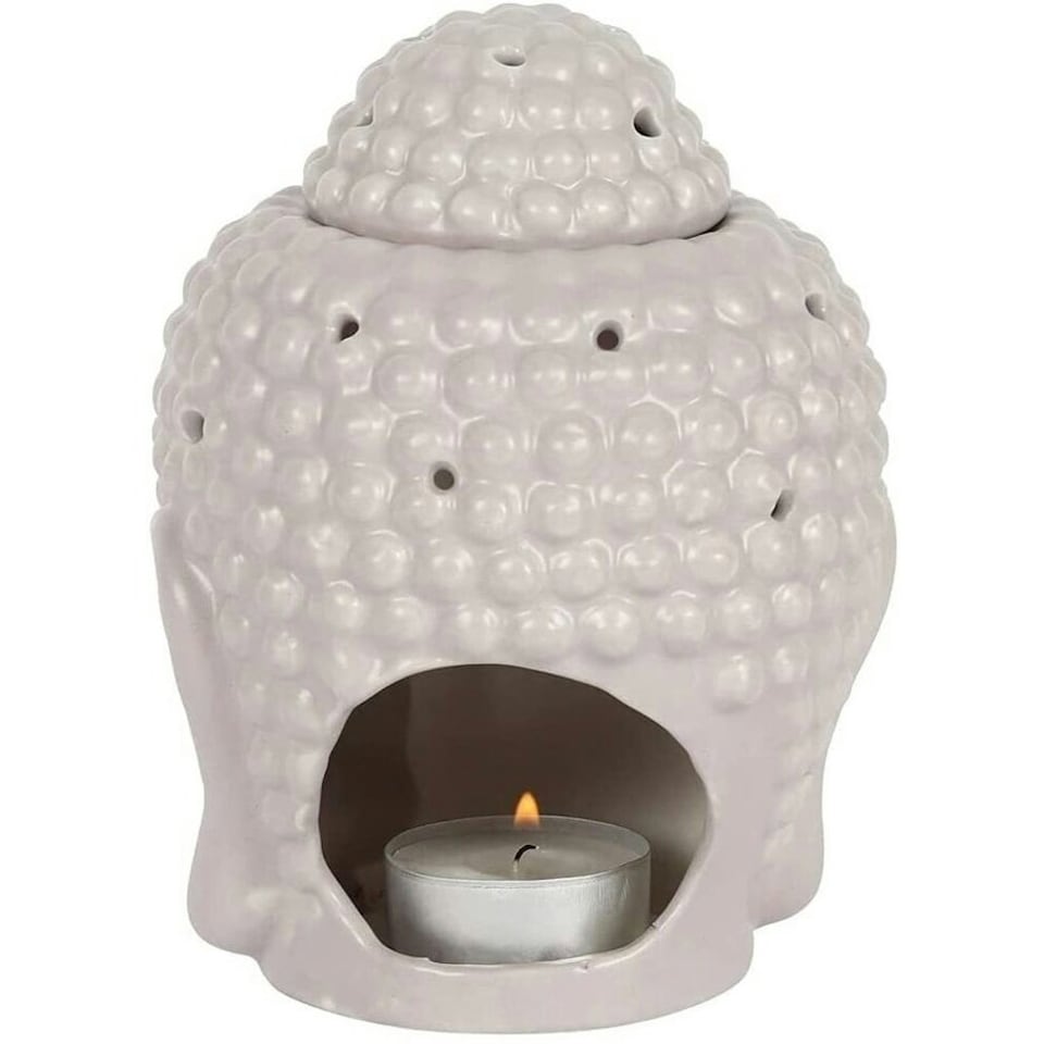 image 1 of Something Different Buddha Head Oil Burner - Grey - 10cm x 11cm x 10cm