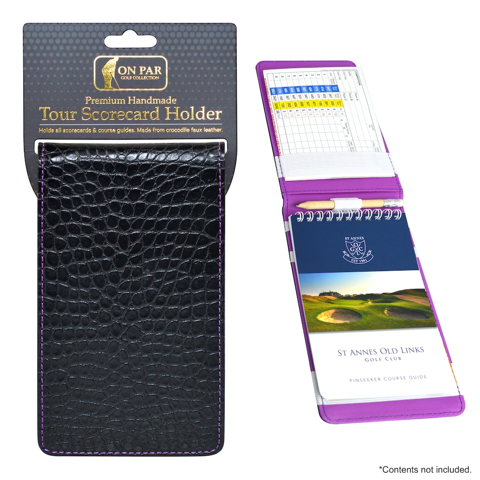 image 1 of Premium Croc Golf Scorecard Holder - Black / Purple