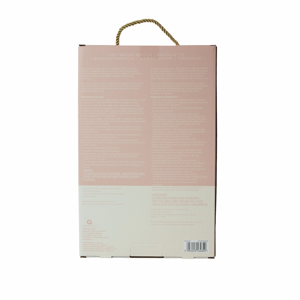 image 1 of Aroma Home Leopard Faux Fur Hot Water Bottle 2L