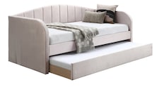 Pink Day Bed,Sofabed,Guest Trundle Fabric Upholstered Velour, Bed Frame | Pink | Single